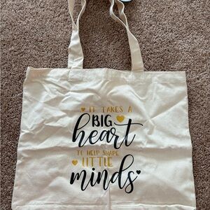 Canvas Tote Bag with Inspirational Quote - Cream